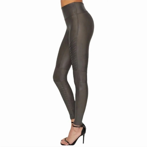 SPANX Faux leather Moto leggings in gun metal Small - Picture 8 of 10